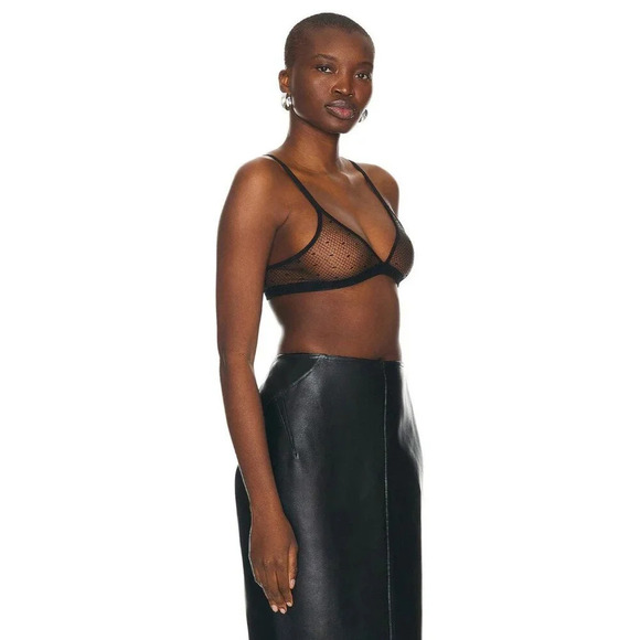 ALAÏA Sheer Bra in Noir Black 36 Womens Sheer Swiss Dot Bralette - Picture 4 of 15